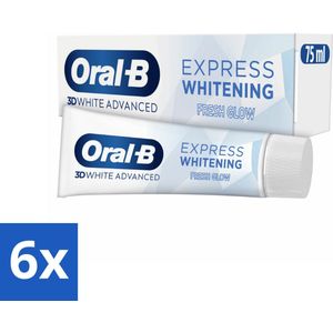 Oral-B - 3D White Advanced – Tandpasta – Express Whitening – Fresh Glow – 75 ml - Voordeelverpakking - 6 stuks