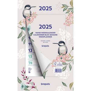 Brepols Wand-week Kalender 2025 - Fantasy - Gelijmd - 19 x 31 cm - Grijs - Vogel