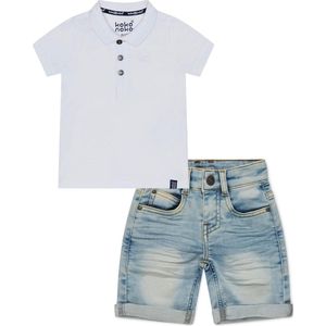 Koko Noko BIO Basics Set(2delig) Jeans Short NILS en Polo Wit - Maat 134/140