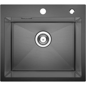 Zwarte gootsteen voor keuken - 1 bak - 50 x 45 x 18,5 cm - staal