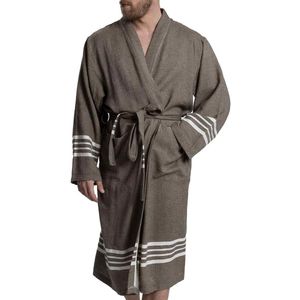 Lalay - hamam badjas Krem Sultan - khaki - XXXL - dames heren badjas - sauna badjas - dunne badjas - 100% gekamd katoen