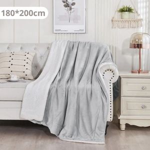 Nivard Deken - Pluche - Wollen - Dekentje - Fleece - Plaid - Knuffeldeken - Bank Deken - 1 Persoons - Licht Grijs