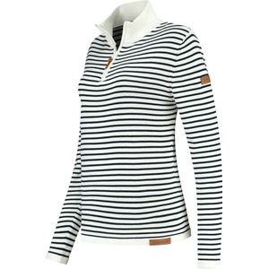 Travelin' Outdoor Jumper Nacka - Gestreepte Damestrui - Dun gebreid - Wit Navy - Maat XL