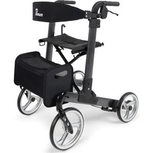 Parvum - Luxo - Rollator - Antraciet - Luxe Dubbel Opvouwbaar - Inclusief Stokhouder, Tas, Zitting & Rugleuning