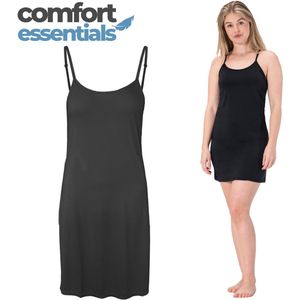 Comfort Essentials - Korte Onderjurk Dames - Onderjurk Zwart - S/M - EU 36-38 - Onderjurk Kort - Spaghetti Bandjes - Nachthemd -Nachtjapon - Anti-statisch