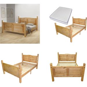 vidaXL Bed met traagschuim matras grenenhout Corona-stijl 160x200 cm - Bed - Bedden - Bedframe - Bedframes