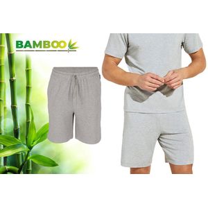 Bamboe Pyjama Short Heren - Grijs - Maat M - Korte Pyamabroek Heren - Pyama Heren Volwassenen