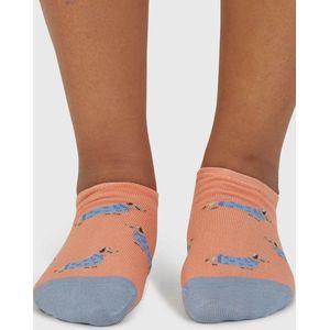 Thought dames enkelsokken - dachshund - coral orange - sneakersokken - sokken met honden - hondenprint - cadeau - bamboe sokken
