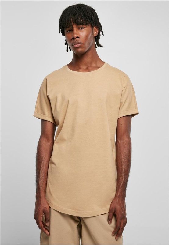 Urban Classics - Long Shaped Turnup Heren T-shirt - Beige