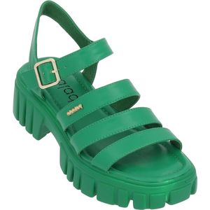 Sandalen lage hak dames Tarla plateausandalen modieuze riempjessandalen comfortabele sandalen elegante zomerschoenen groen 41 EU sandalen lage hak dames