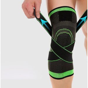 Jonyx - Kniebrace - Knieband - Compressie - Bandage - Knee sleeve - Tegen blessures - Elastisch - Grijs/groen - Met wikkelbanden - Maat L