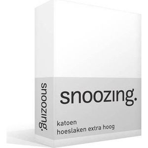 Snoozing - Katoen - Extra Hoog - Hoeslaken - Eenpersoons - 90x210 cm - Wit