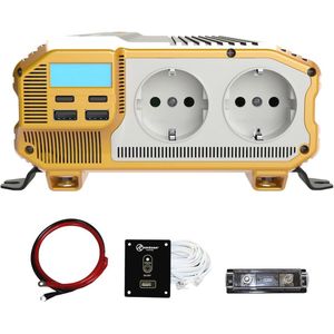 Spanningsomvormer 2000 Watt - Gemodificeerde Sinusgolf 12V naar 230V - CE-gecertificeerd met Afstandsbediening