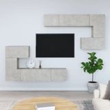 The Living Store TV-meubelset - Betongrijs - 30.5 x 30 x 30 cm (S) 60 x 30 x 30 cm (M) 80 x 30 x 30 cm (L) - Bewerkt hout