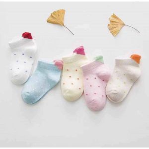 5 Paar Baby Sokken – Tites Chausettes - 12-24 Maanden – Pasteltinten – Zacht Katoen – Hartjesdetail