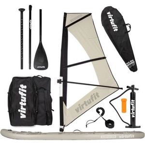 Virtufit Supboard Surfer 305 - Beige - Stand Up Paddle Board - Opblaasbaar - Inclusief windzeil, draagtas en accessoires - Voor beginners en gevorderden - Met GoPro mount - Verstelbare peddel - Max. 180 kg