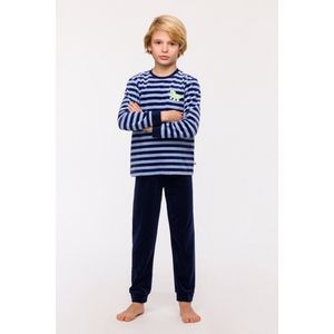 Pyjama Jongens Woody Strepen Dino - Donkerblauw