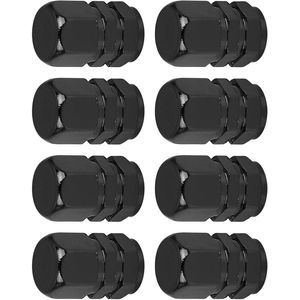 Auto 8 stuks Zwarte Band Stuurpen Valve Caps Wiel Klep Covers Stofdicht Hexagon Vorm Aluminium Band Cap - Auto Accessoires, Stofdichte Ventieldoppen