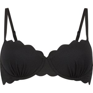 Hunkemöller Scallop Dames Bikinitopje - Zwart - Maat G90
