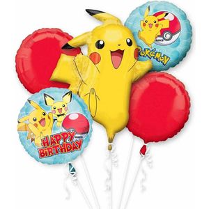 Pokemon - Ballon set Happy Birthday – 5-Delig – Helium ballon – Folieballon - Versiering - Kinderfeest.