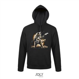 Hoody 3-140 Kat speelt Gitaar - Zwart, xS