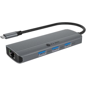 Icy Box - IB-DK4034a-CPD - Docking Station - Grijs - USB-C - 4 Havens