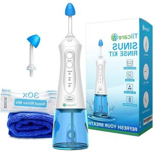 Perfecte Sinus Spoeling Kit voor Verlichting van Sinus & Allergie - Elektrische Neusspoelset met Doek en 30 Zout Pakketten