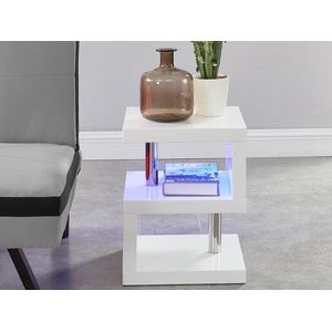 Vente-unique Bijzettafel LYLIA - Wit gelakt MDF - Met led-verlichting - Wit L 35 cm x H 45 cm x D 35 cm