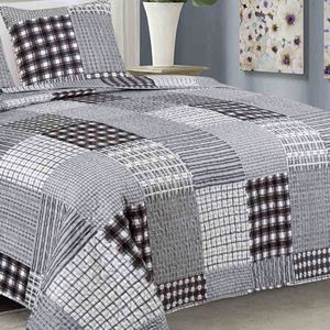 Tavira Dubbelzijdige Plaid 180x220 cm Grijs Zwart + 2 Kussenslopen