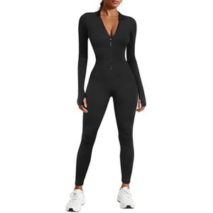Dames Jumpsuit met Lange Mouwen en V-hals - Elegante Yoga Playsuit en Sportoutfit