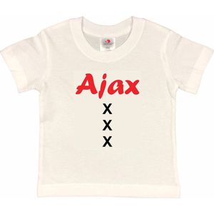 Amsterdam Kinder t-shirt | AJAX XXX | Verjaardagkado | verjaardag kado | grappig | jarig | Amsterdam | Ajax | cadeau | Cadeau | Wit/rood/zwart | Maat 110/116