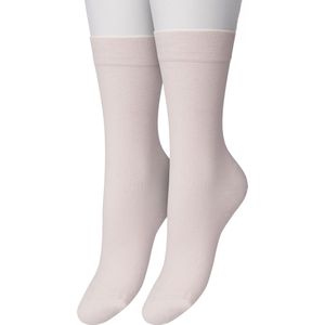 Bonnie Doon Basic Sokken Dames Licht Roze maat 36/42 - 2 paar - Basis Katoenen Sok - Gladde Naden - Brede Boord - Uitstekend Draagcomfort - Perfecte Pasvorm - 2-pack - Multipack - Babyroze - Lichtroze - Poeder - Powder Blush - OL834222.329
