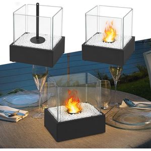 Prachtige Bio-Ethanol Tafelhaard voor Binnen en Buiten - Modern Tafelvuur met Decoratieve Stenen en Glas