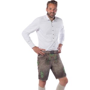 Tannhauser Lederhosen Gaudi Kort 100% Echt Leder Oktoberfest Heren Lederhosen Man Carnavalskleding Heren -Leer- Bruin/Groen-S