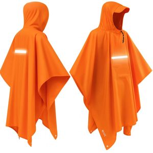 BOTC Poncho - Reflecterende Regenponcho - Fietsponcho Fiets - Met Reflecterende strips - Unisex - Dames & Heren - Waterdicht - Oranje