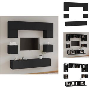 vidaXL Televisiemeubel Set - Klassiek - TV-meubels - 60x30x30 cm - 80x30x30 cm - 30.5x30x30 cm - Zwart bewerkt hout - Kast