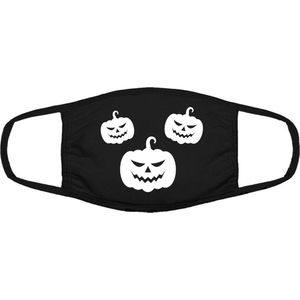 Pumpkin | Halloween | feestdag | gezichtsmasker | bescherming | bedrukt | logo | Wit mondmasker van katoen, uitwasbaar & herbruikbaar. Geschikt voor OV