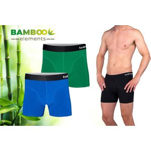 Bamboo Elements - Boxershort Heren - Bamboe - 2 Stuks - Groen/Cobalt Blauw - L - Ondergoed Heren - Heren Ondergoed - Boxer - Bamboe Boxershorts Voor Mannen