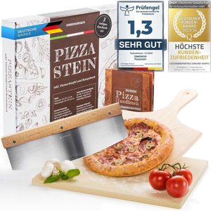 Pizza Baksteen Set met Pizzaschep en Pizzasnijder - Voor Perfecte Zelfgemaakte Pizza's