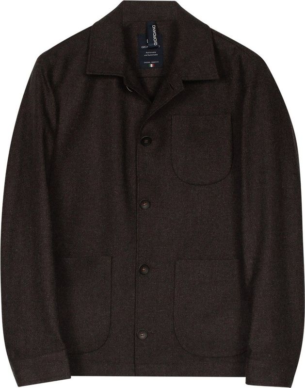 Giordano - Vittorio - Overshirt - Wolmix Tussenjas - Donkerbruin - 527501-80
