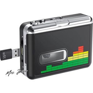 Mrs. Jones USB-cassettespeler Band naar MP3 Converter - Walkman draagbare audio muziekspeler - Cassette naar MP3 converter met hoofdtelefoon zonder pc nodig .