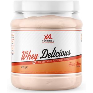 XXL Nutrition - Whey Delicious - Perzik Mango - Wei Eiwitpoeder met BCAA & Glutamine, Proteïne poeder, Eiwit shake, Whey Protein - 450 gram