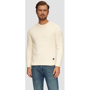 s.Oliver - Gebreide Trui - Beige - Met Ronde Hals en Glinsterende Vezels