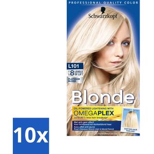 10 x Schwarzkopf - Haarverf - Blonde Platinum Blond L101 - Blonde Highlights - Zilver Shampoo - Oliebooster - Verzorgend - Glans
