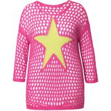 Angel of Style Angel of Style - Dames - Trui relaxed fit grof breisel ster 3/4-mouwen - Hibiscusrood - Maat 42