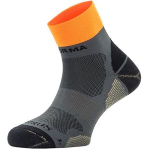 Enforma Ultra-Light Compressiesokken – Hardlopen & Fitness – Ademend & Antibacterieel – Unisex - Grijs / Oranje - S (36-38)