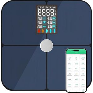 Digitale personenweegschaal met led-scherm en lichaamsanalyse - Smart weegschaal met 19 lichaamsgegevens - Bluetooth lichaamsanalyseweegschaal voor iOS Android fitness-app