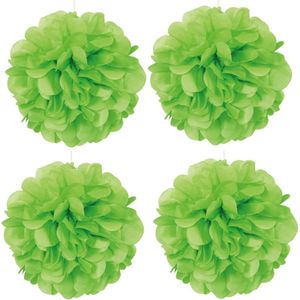 4 groene papieren pompoms van 35 cm - pasen - pompom - groen - paasdagen - paasdecoratie - lente - party - feest