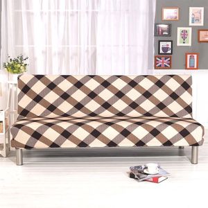 Armless Sofa Bed Cover Vintage Check Printing Couch Sofa Hoes Futon Cover 3-zits Elastische Volledige Opvouwbare Bank Sofa Cover past Opvouwbare Sofa Bed zonder Armsteunen 80 ""x 50"" in