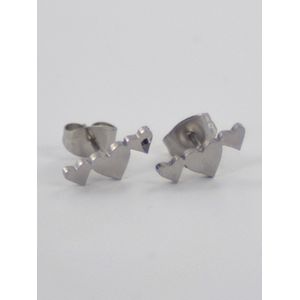 Zilveren oorbellen met 3 hartjes